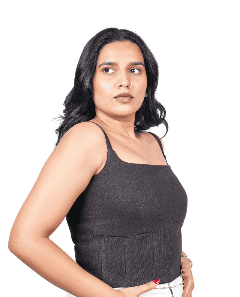 Mocha Corset by VANI in dark brown, view 1